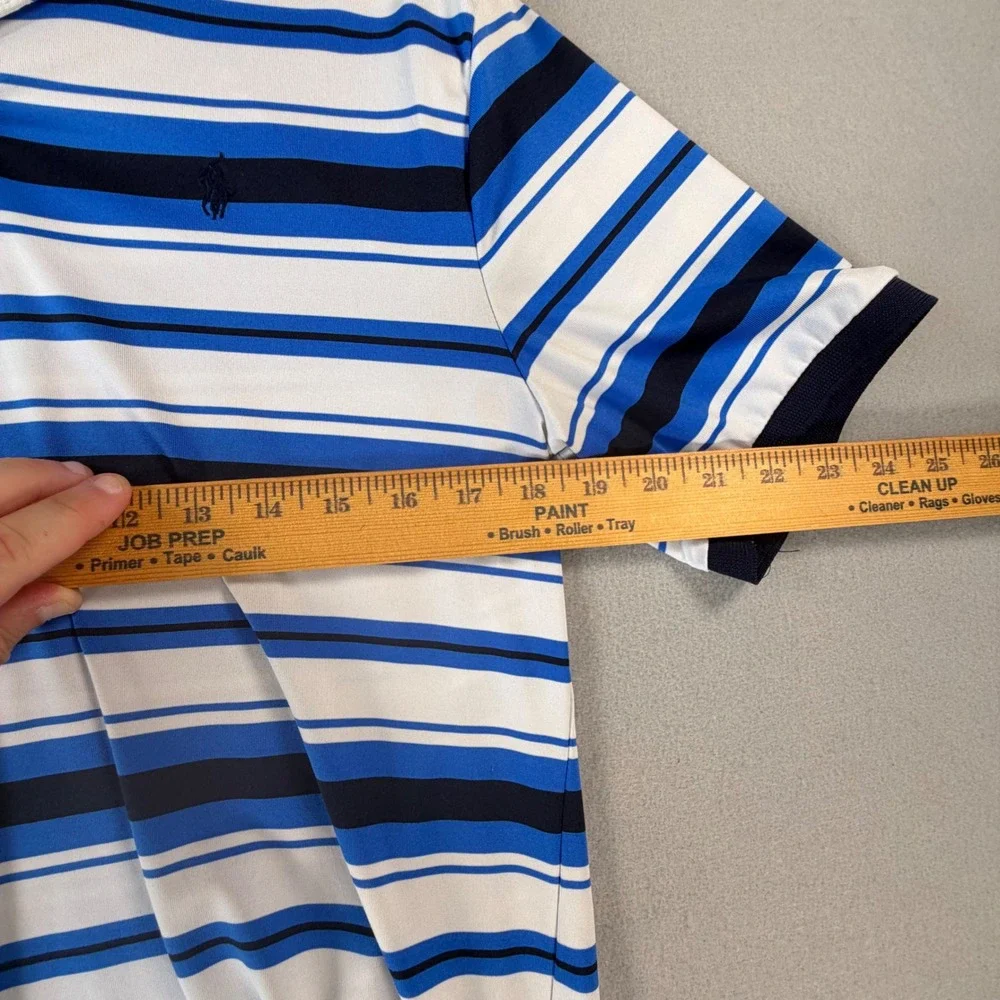 Polo Ralph Lauren Performance Polo Shirt Mens XL Blue White Striped Preppy